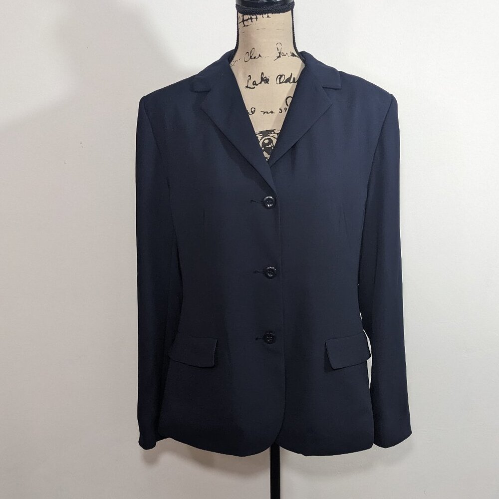 NWT New York & Company Womens Blazer Size 16 Lined Jacket Naxy Blue 3 Button